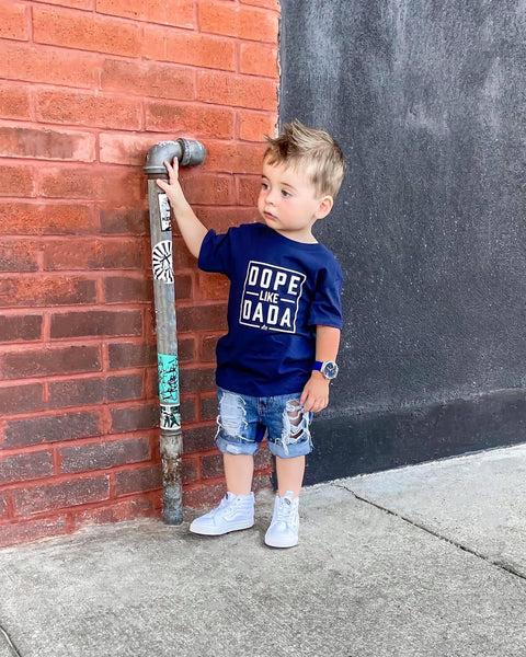 Dope Like Dada Tee - Navy - Model 3 - Ledger Nash Co. 