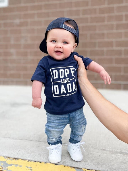 Dope Like Dada Tee - Navy - Model 4 - Ledger Nash Co. 