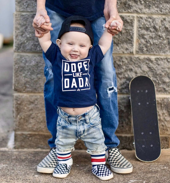 Dope Like Dada Tee - Navy - Model 4 - Ledger Nash Co. 