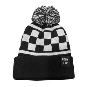 Kids Black & White Checkered Beanie - Ledger Nash Co