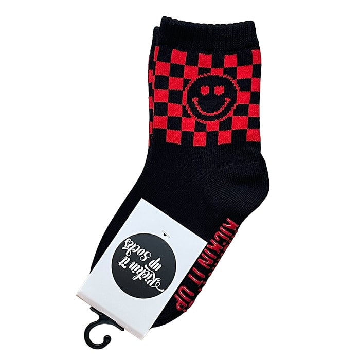 Kids Socks - Black with Red Smiley Face