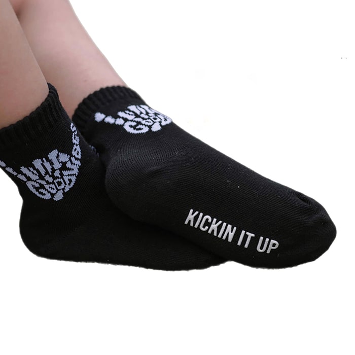 Kids Socks - Black with Skeleton Hands Good Vibes