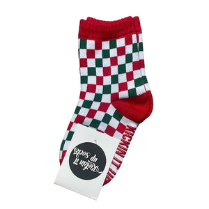 Kids Christmas Socks - Red & Green Checks