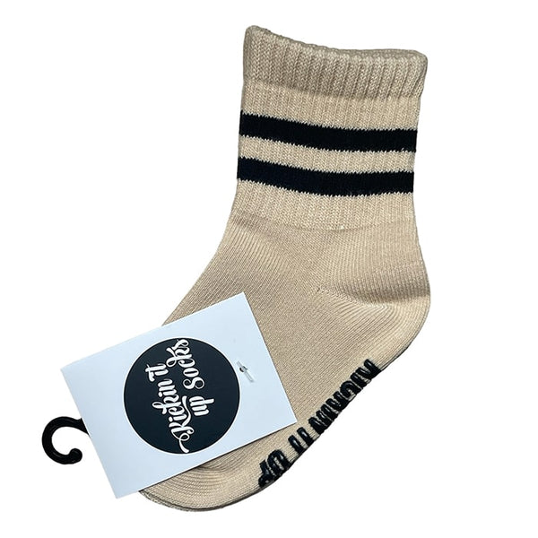 Kids Socks - Tan with Black Stripes