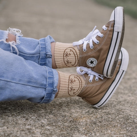 Kids Socks - Palmer (Tan with Brown Smiley)