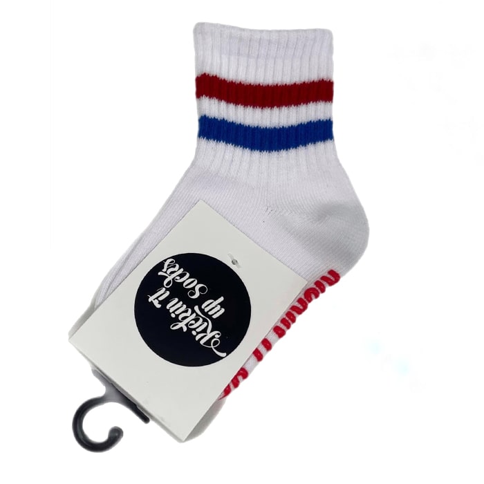 Kids Socks - White with Red & Blue Stripes