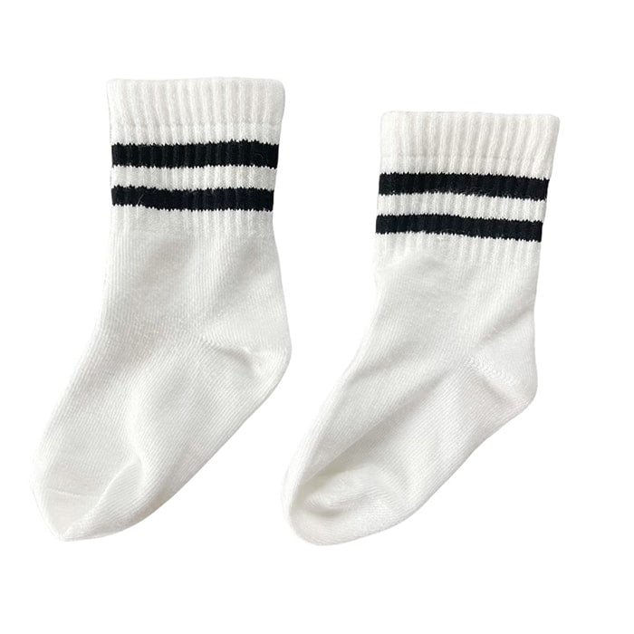 Kids White Socks with Black Stripes - Ledger Nash Co.