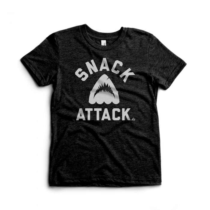 Snack Attack Graphic Shark Tee for Kids - Black