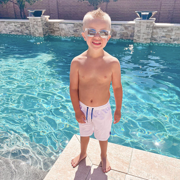 White Swim Shorts for Kids - Model 1 - Ledger Nash Co