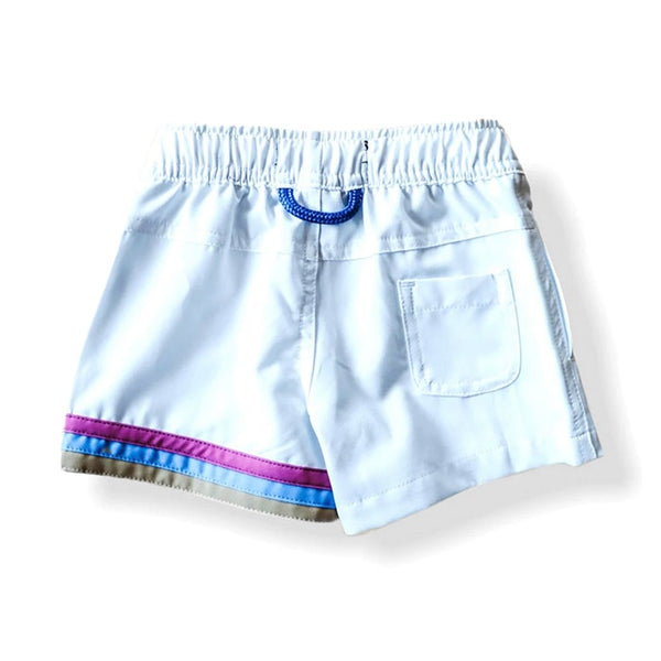 White Swim Shorts for Kids - Back view - Ledger Nash Co