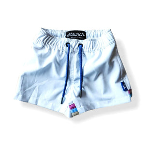 White Swim Shorts for Kids - Ledger Nash Co