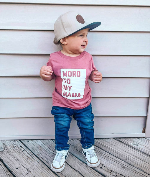Word To My Mama Graphic Tee - Mauve Model - Ledger Nash Co.